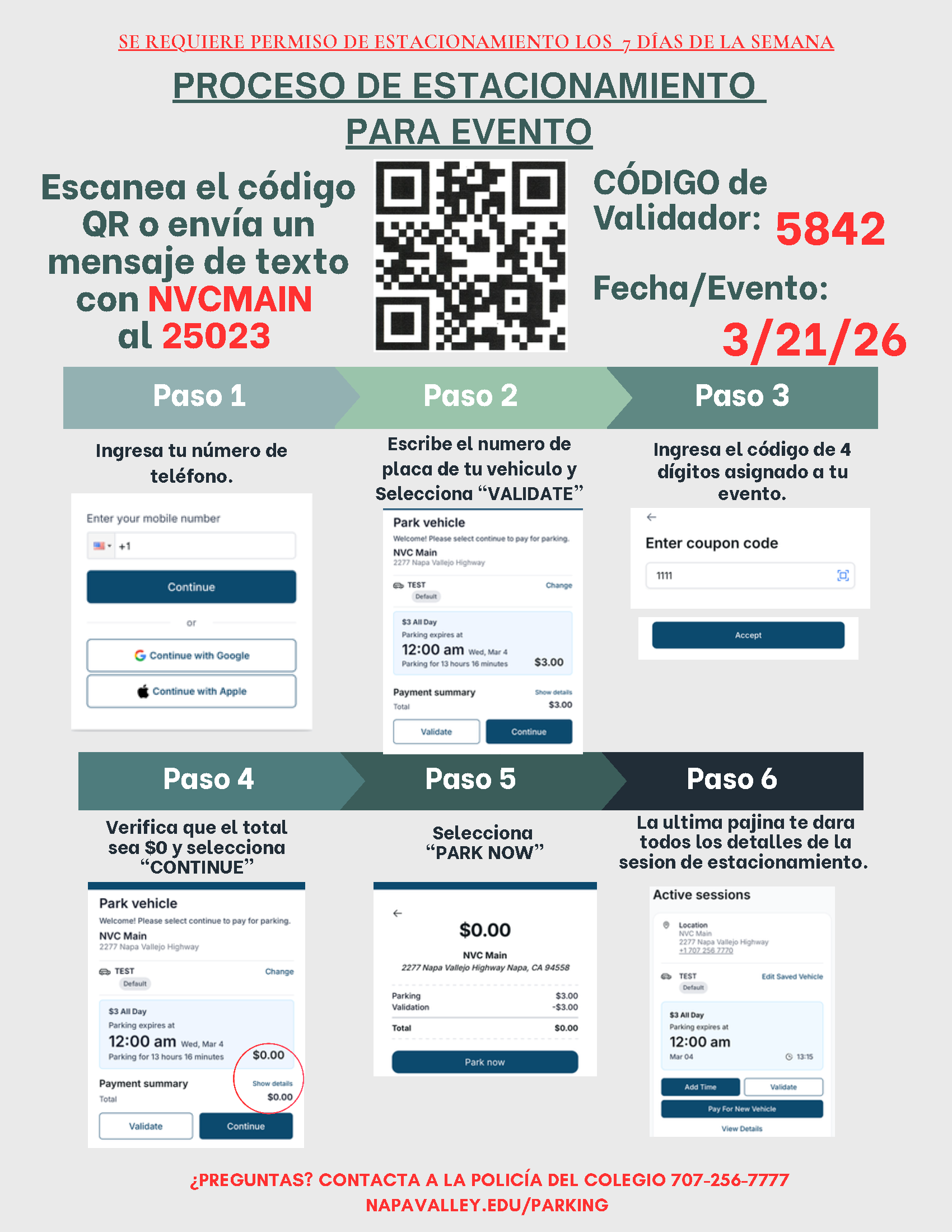Parking Instructions SPANISH