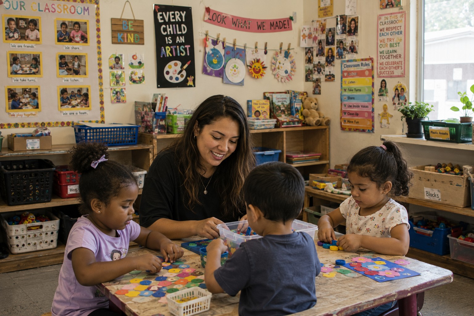 teacher playing with young students
