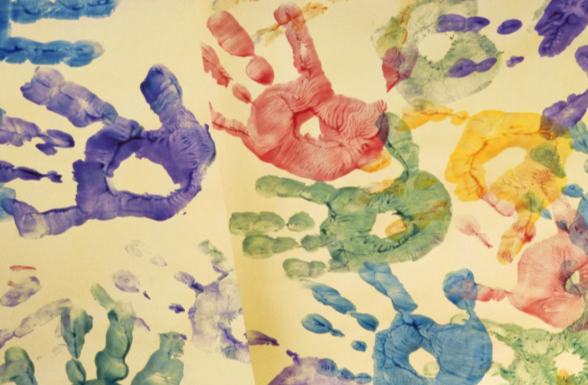 painted children's handprints